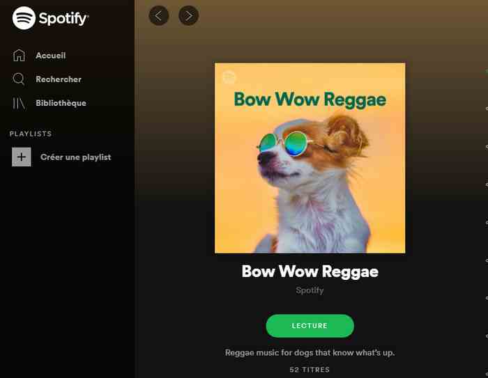 Playlist pour chiens de chez Spotify